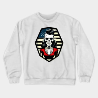 Fun Rockabilly Patriotic Skeleton Crewneck Sweatshirt